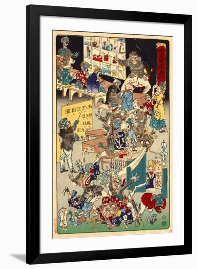 School for Spooks, No. 3 from the Series Drawings for Pleasure by Kyosai-Kyosai Kawanabe-Framed Giclee Print