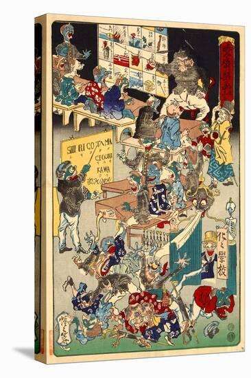 School for Spooks, No. 3 from the Series Drawings for Pleasure by Kyosai-Kyosai Kawanabe-Stretched Canvas