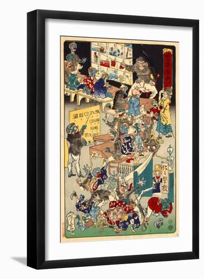 School for Spooks, No. 3 from the Series Drawings for Pleasure by Kyosai-Kyosai Kawanabe-Framed Giclee Print