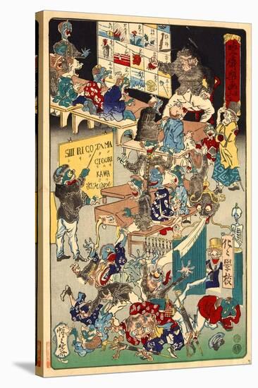 School for Spooks, No. 3 from the Series Drawings for Pleasure by Kyosai-Kyosai Kawanabe-Stretched Canvas
