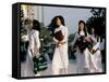 School Girls Facing Ho Chi Minh Statue, Ho Chi Minh City (Saigon), Vietnam, Indochina-Alain Evrard-Framed Stretched Canvas