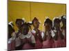 School Girls Pray before Class at the Sacred Heart of Turgeau School in Port-Au-Prince-null-Mounted Photographic Print