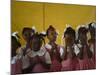 School Girls Pray before Class at the Sacred Heart of Turgeau School in Port-Au-Prince-null-Mounted Photographic Print