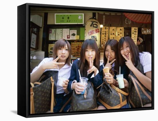 School Girls with Louis Vuitton Bags, Tokyo, Honshu, Japan-null-Framed Stretched Canvas