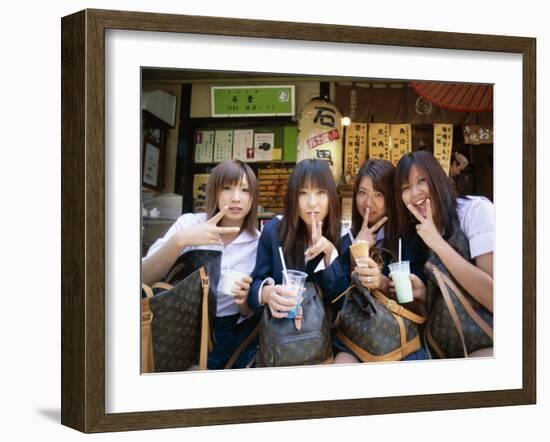 School Girls with Louis Vuitton Bags, Tokyo, Honshu, Japan-null-Framed Photographic Print