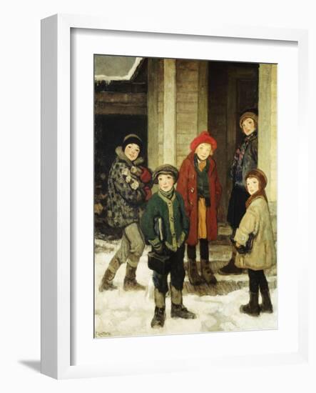 School House Door-Francis Luis Mora-Framed Giclee Print