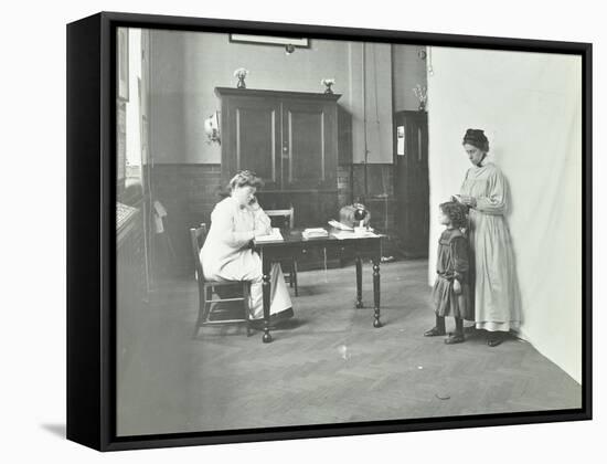 School Nurse Examining Girls Hair for Head Lice, Chaucer School, London, 1911-null-Framed Stretched Canvas