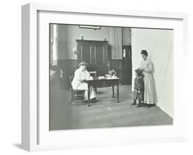 School Nurse Examining Girls Hair for Head Lice, Chaucer School, London, 1911-null-Framed Photographic Print