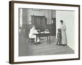 School Nurse Examining Girls Hair for Head Lice, Chaucer School, London, 1911-null-Framed Photographic Print