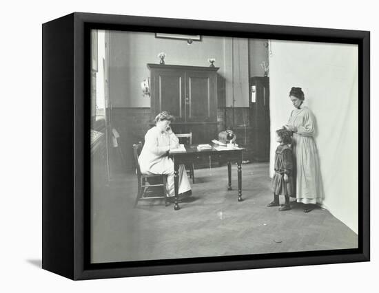 School Nurse Examining Girls Hair for Head Lice, Chaucer School, London, 1911-null-Framed Stretched Canvas