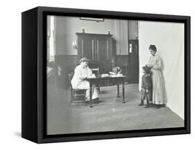 School Nurse Examining Girls Hair for Head Lice, Chaucer School, London, 1911-null-Framed Stretched Canvas