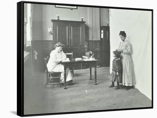 School Nurse Examining Girls Hair for Head Lice, Chaucer School, London, 1911-null-Framed Stretched Canvas