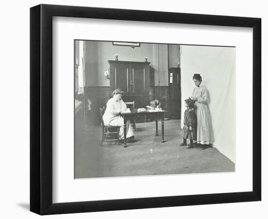 School Nurse Examining Girls Hair for Head Lice, Chaucer School, London, 1911-null-Framed Photographic Print