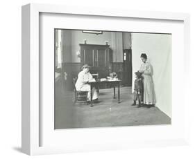 School Nurse Examining Girls Hair for Head Lice, Chaucer School, London, 1911-null-Framed Photographic Print