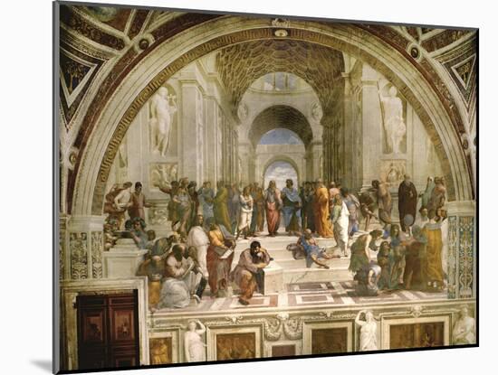 School of Athens, circa 1510-1512, One of the Murals Raphael Painted for Pope Julius II-Raphael-Mounted Premium Giclee Print
