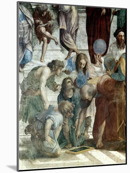 School of Athens, Detail: Euclid and Ptolemy with the Globe-Raffael-Mounted Giclee Print