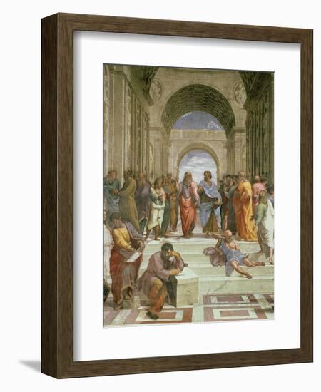 School of Athens, Detail of the Centre Showing Plato and Aristotle with Students-Raphael-Framed Giclee Print