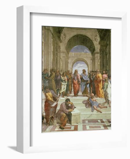 School of Athens, Detail of the Centre Showing Plato and Aristotle with Students-Raphael-Framed Giclee Print