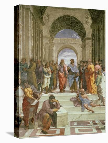 School of Athens, Detail of the Centre Showing Plato and Aristotle with Students-Raphael-Stretched Canvas