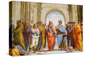 School of Athens, Detail. Plato and Aristotle. 1509 (Fresco)-Raphael (1483-1520)-Stretched Canvas
