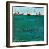 "School of Fish Among Lines", August 7, 1954-Thornton Utz-Framed Giclee Print