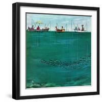 "School of Fish Among Lines", August 7, 1954-Thornton Utz-Framed Giclee Print