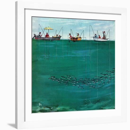 "School of Fish Among Lines", August 7, 1954-Thornton Utz-Framed Giclee Print