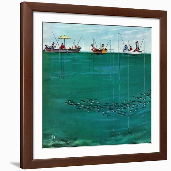 "School of Fish Among Lines", August 7, 1954-Thornton Utz-Framed Giclee Print