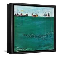 "School of Fish Among Lines", August 7, 1954-Thornton Utz-Framed Stretched Canvas