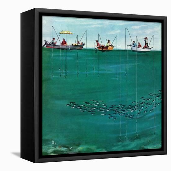 "School of Fish Among Lines", August 7, 1954-Thornton Utz-Framed Stretched Canvas