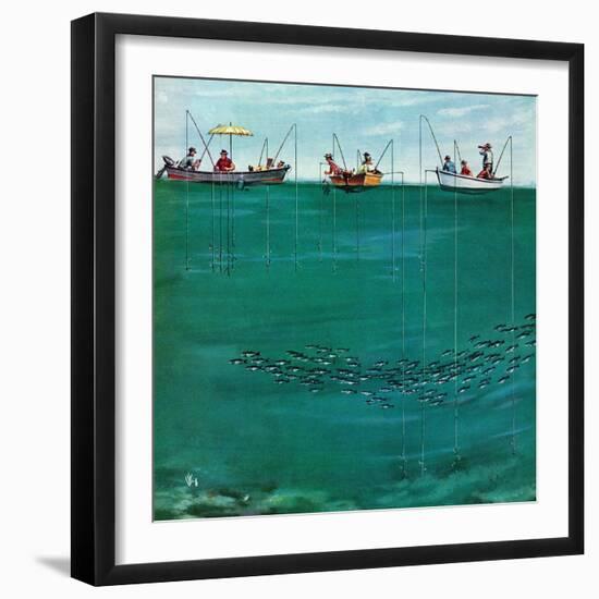 "School of Fish Among Lines", August 7, 1954-Thornton Utz-Framed Premium Giclee Print