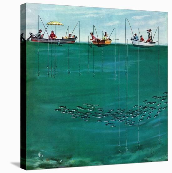 "School of Fish Among Lines", August 7, 1954-Thornton Utz-Stretched Canvas