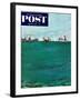 "School of Fish Among Lines" Saturday Evening Post Cover, August 7, 1954-Thornton Utz-Framed Giclee Print