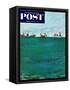 "School of Fish Among Lines" Saturday Evening Post Cover, August 7, 1954-Thornton Utz-Framed Stretched Canvas