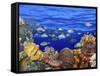 School of Fish Swimming Near a Reef-null-Framed Stretched Canvas