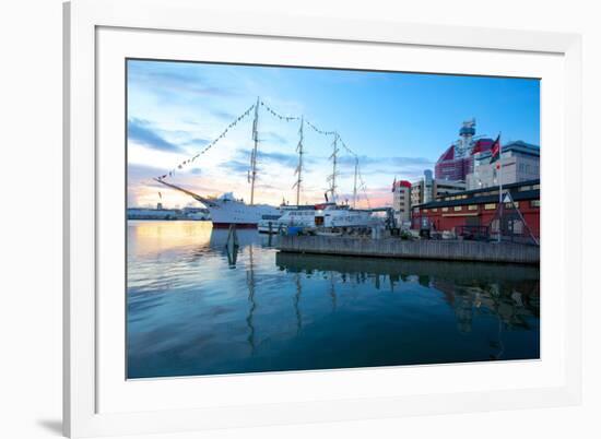 School Ship in Harbour at Dusk, Gothenburg, Sweden, Scandinavia, Europe-Frank Fell-Framed Photographic Print