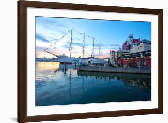 School Ship in Harbour at Dusk, Gothenburg, Sweden, Scandinavia, Europe-Frank Fell-Framed Photographic Print