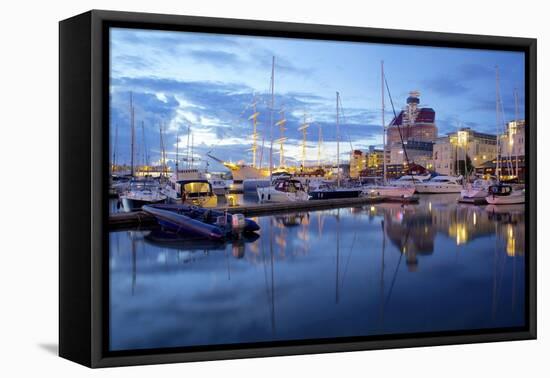 School Ship in Harbour at Dusk, Gothenburg, Sweden, Scandinavia, Europe-Frank Fell-Framed Stretched Canvas