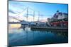 School Ship in Harbour at Dusk, Gothenburg, Sweden, Scandinavia, Europe-Frank Fell-Mounted Photographic Print