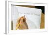 Schoolboy Writing Name in Notebook-William P. Gottlieb-Framed Photographic Print