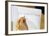 Schoolboy Writing Name in Notebook-William P. Gottlieb-Framed Photographic Print