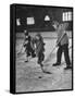 Schoolboys Playing Ice Hockey-null-Framed Stretched Canvas