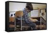 Schoolchild Placing Books in Desk-William P. Gottlieb-Framed Stretched Canvas