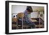 Schoolchild Placing Books in Desk-William P. Gottlieb-Framed Photographic Print