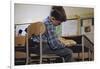 Schoolchild Placing Books in Desk-William P. Gottlieb-Framed Photographic Print