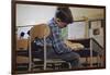 Schoolchild Placing Books in Desk-William P. Gottlieb-Framed Photographic Print