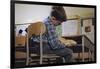 Schoolchild Placing Books in Desk-William P. Gottlieb-Framed Photographic Print