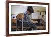 Schoolchild Placing Books in Desk-William P. Gottlieb-Framed Photographic Print