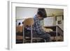 Schoolchild Placing Books in Desk-William P. Gottlieb-Framed Photographic Print