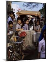 Schoolchildren in Cycle Rickshaw, Aleppey, Kerala State, India-Jenny Pate-Mounted Photographic Print
